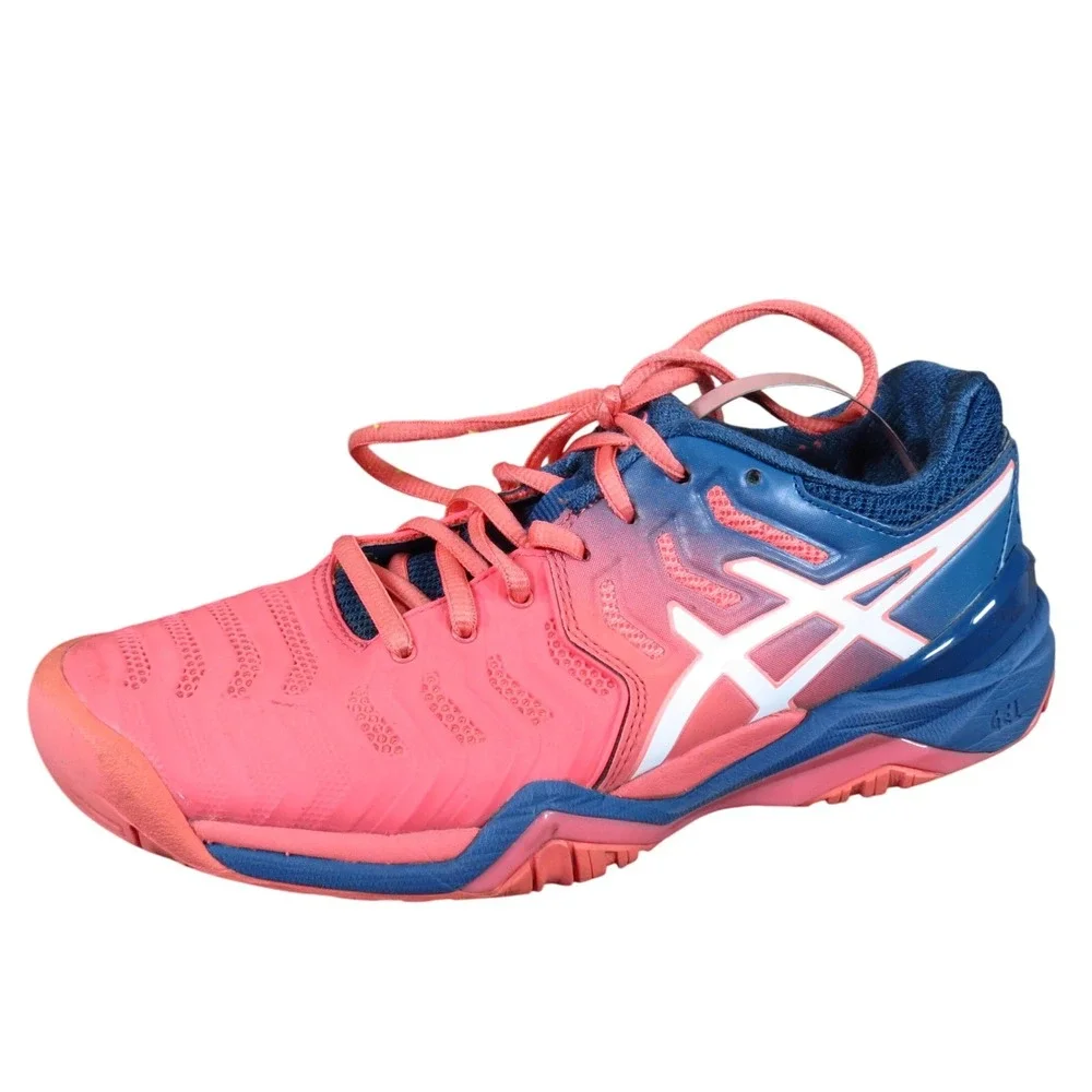 Asics Gel-Resolution 7 Women Tennis Shoe Size 7 Performance Court Pink Blue